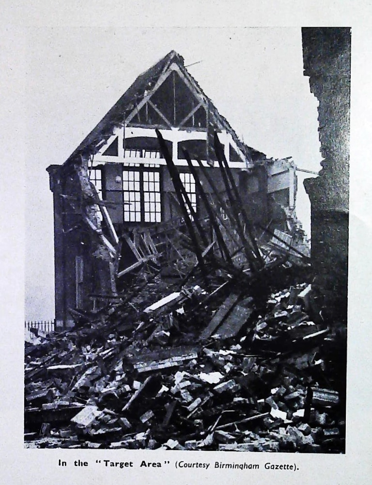 Bomb (Dec 11th 1940) wrecks Yardley Grammar School