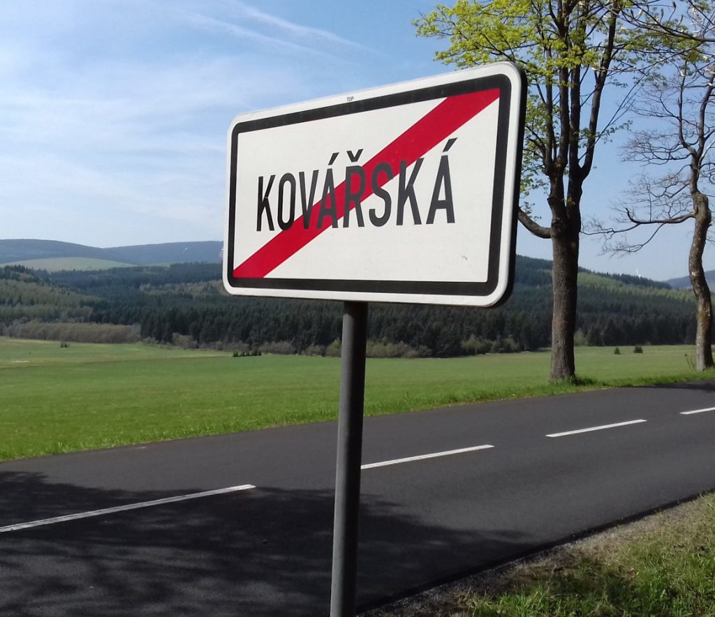 Kovarska road sign in 2018