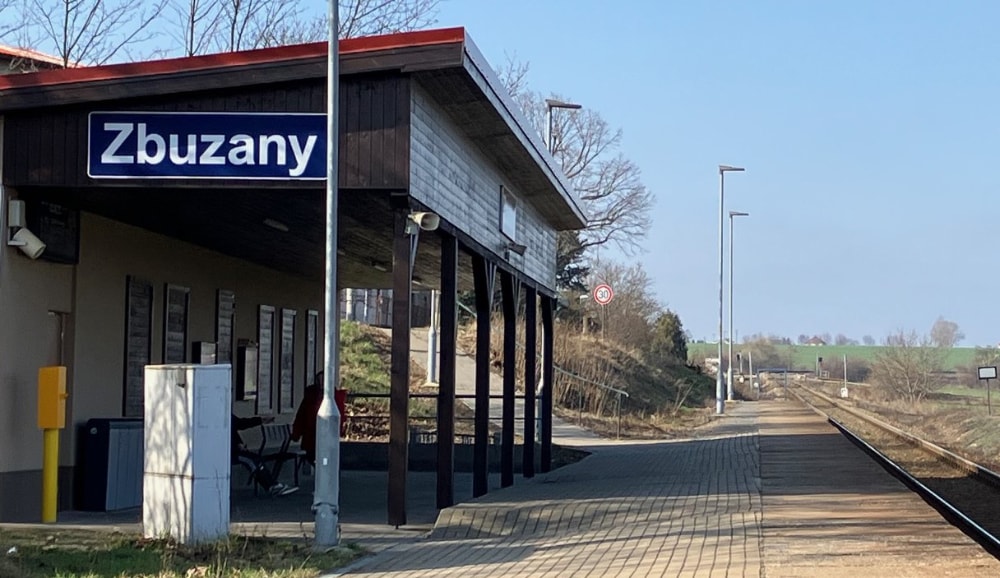 Zbuzany station as seen in 2024